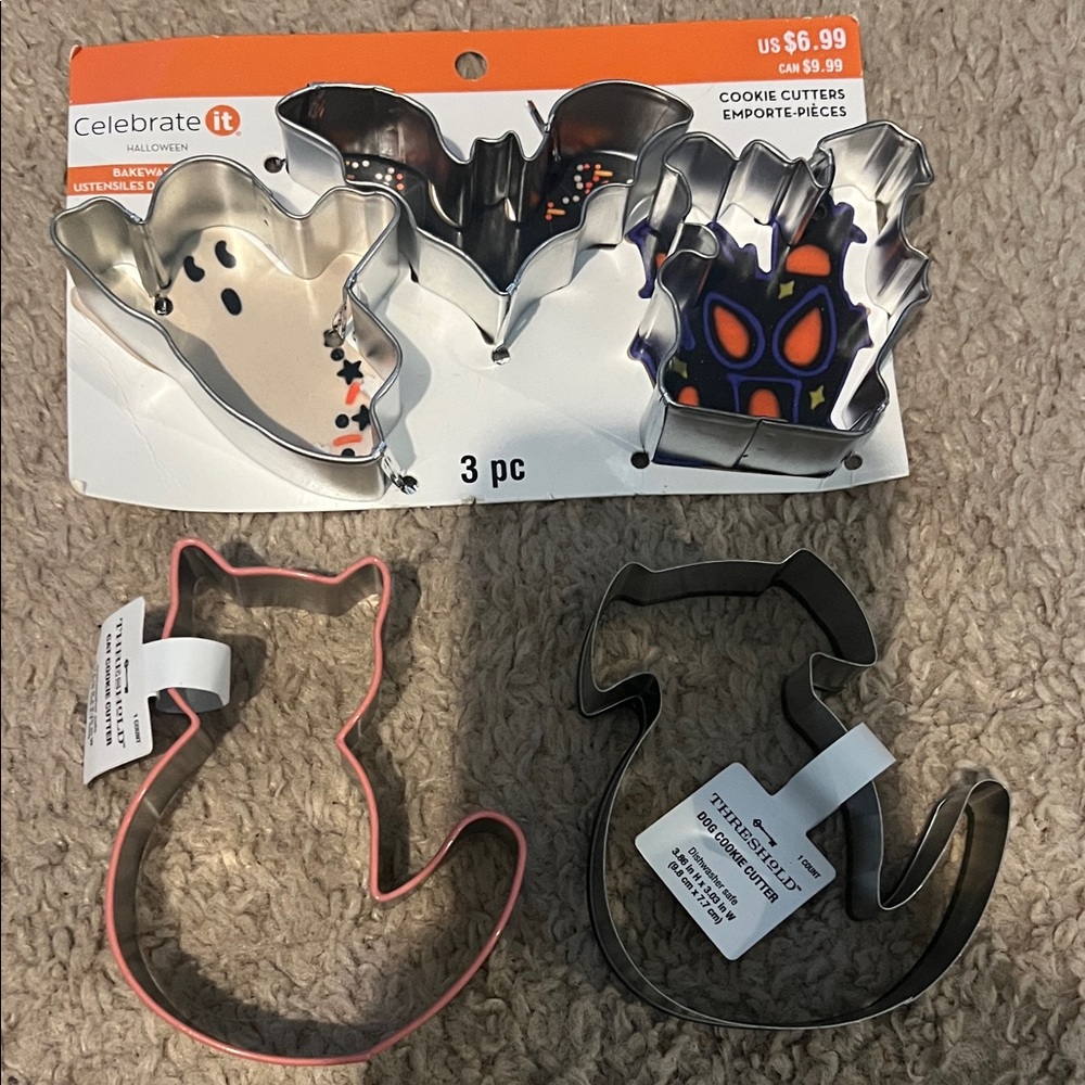 NEW Celebrate It Halloween Cookie Cutters - Ghost, Bat, Cat, Dog
